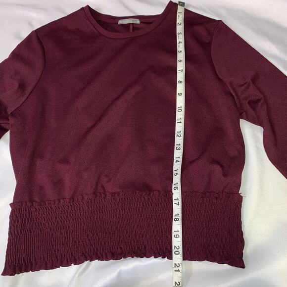 Zara women burgundy blouse elastic waist band SZ S lightweight elastic waist - Picture 4 of 11